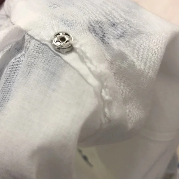 Madewell Blanca embroidered white dress blue stitching XS EUC - Picture 10 of 11